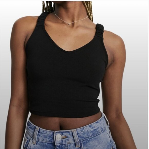 NWT Miss Selfridge Ruched Strap 2 Pair V Neck Crop Tops - Picture 4 of 8